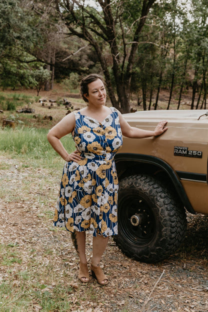 Sheet Dress in Blue Poppy Challis