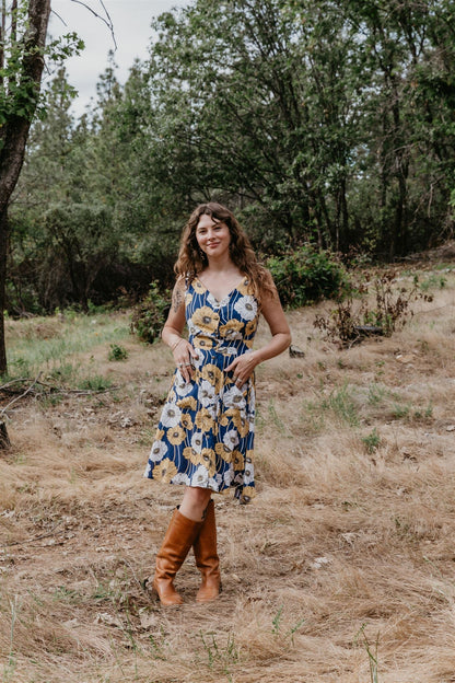 Sheet Dress in Blue Poppy Challis