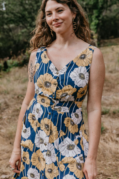 Sheet Dress in Blue Poppy Challis