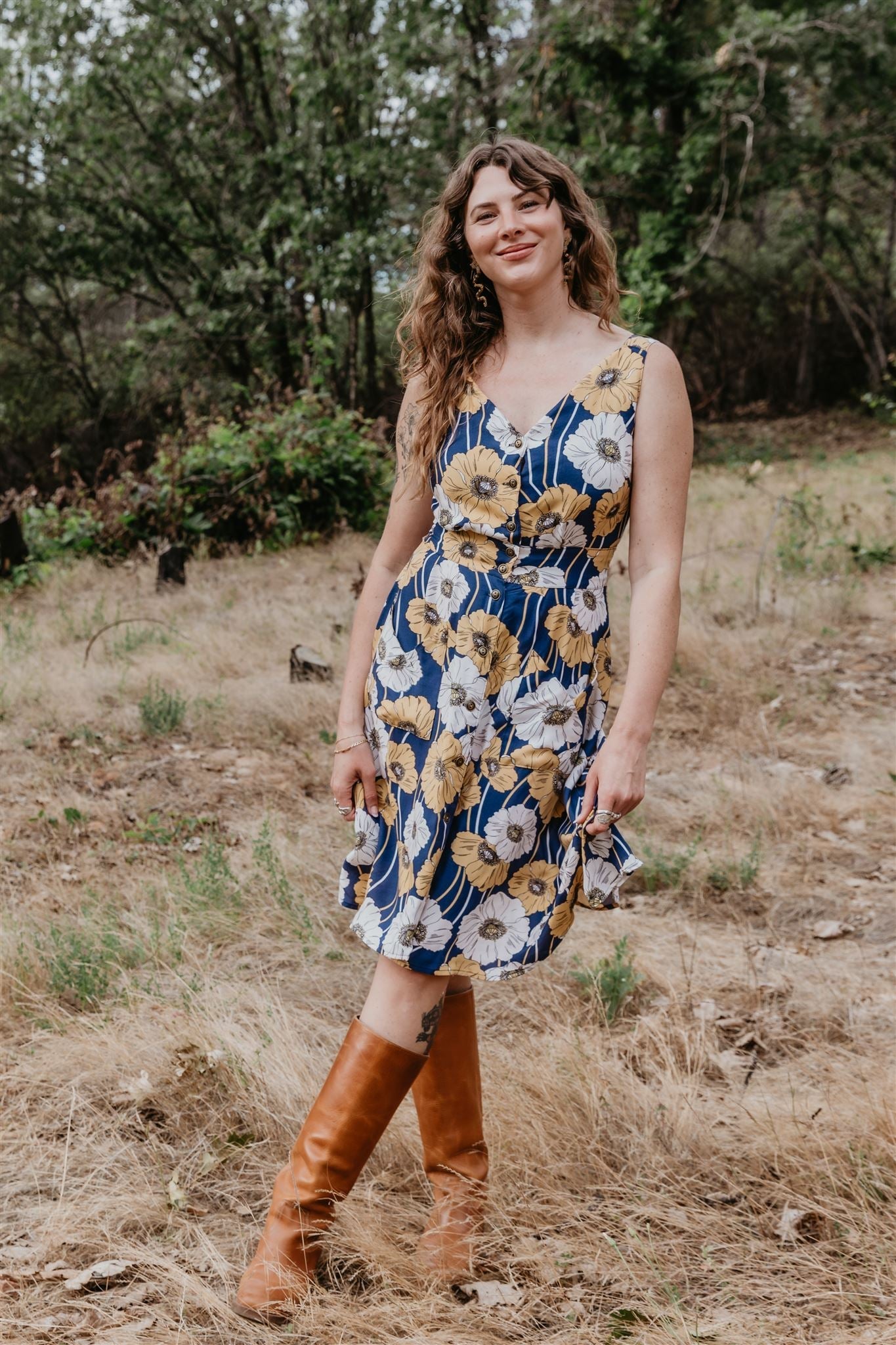 Sheet Dress in Blue Poppy Challis