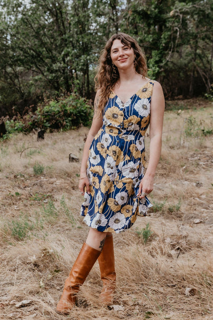 Sheet Dress in Blue Poppy Challis