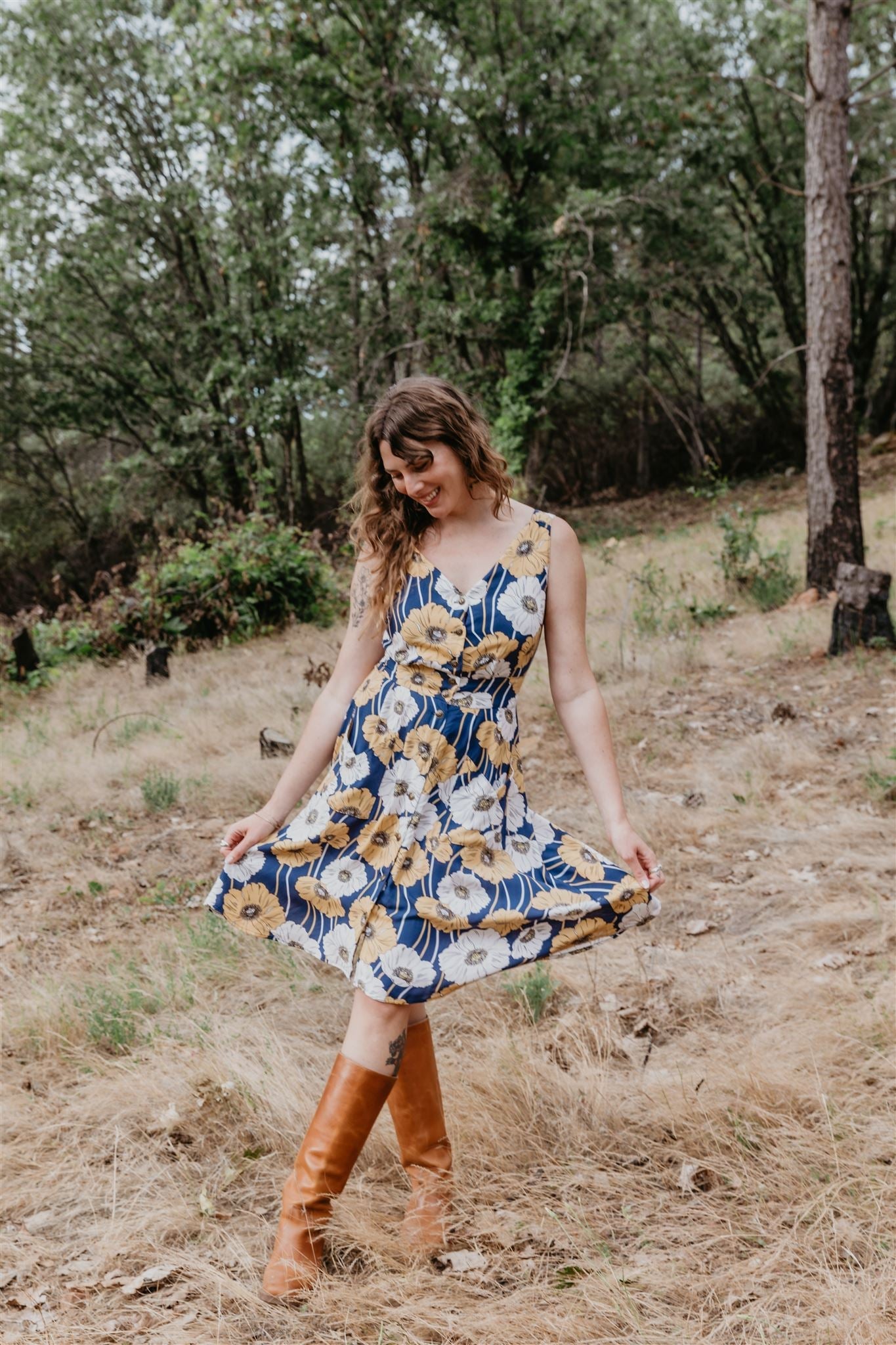 Sheet Dress in Blue Poppy Challis