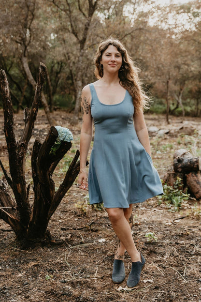 Delana Dress in BB Blue Irish Linen