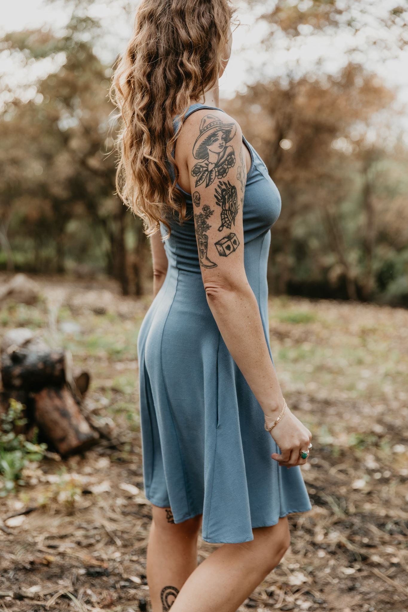 Delana Dress in BB Blue Irish Linen