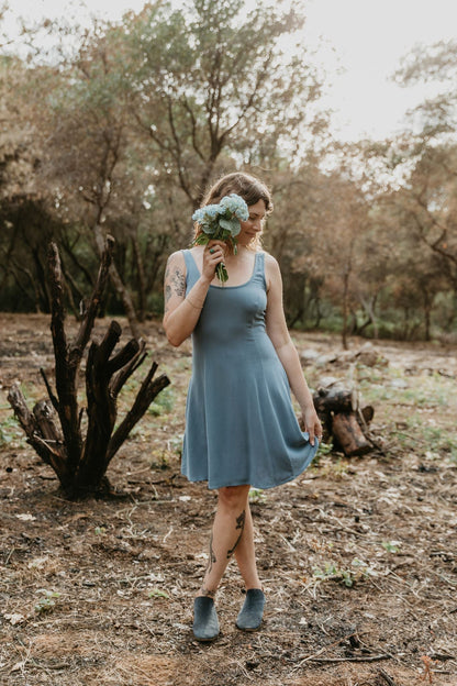 Delana Dress in BB Blue Irish Linen