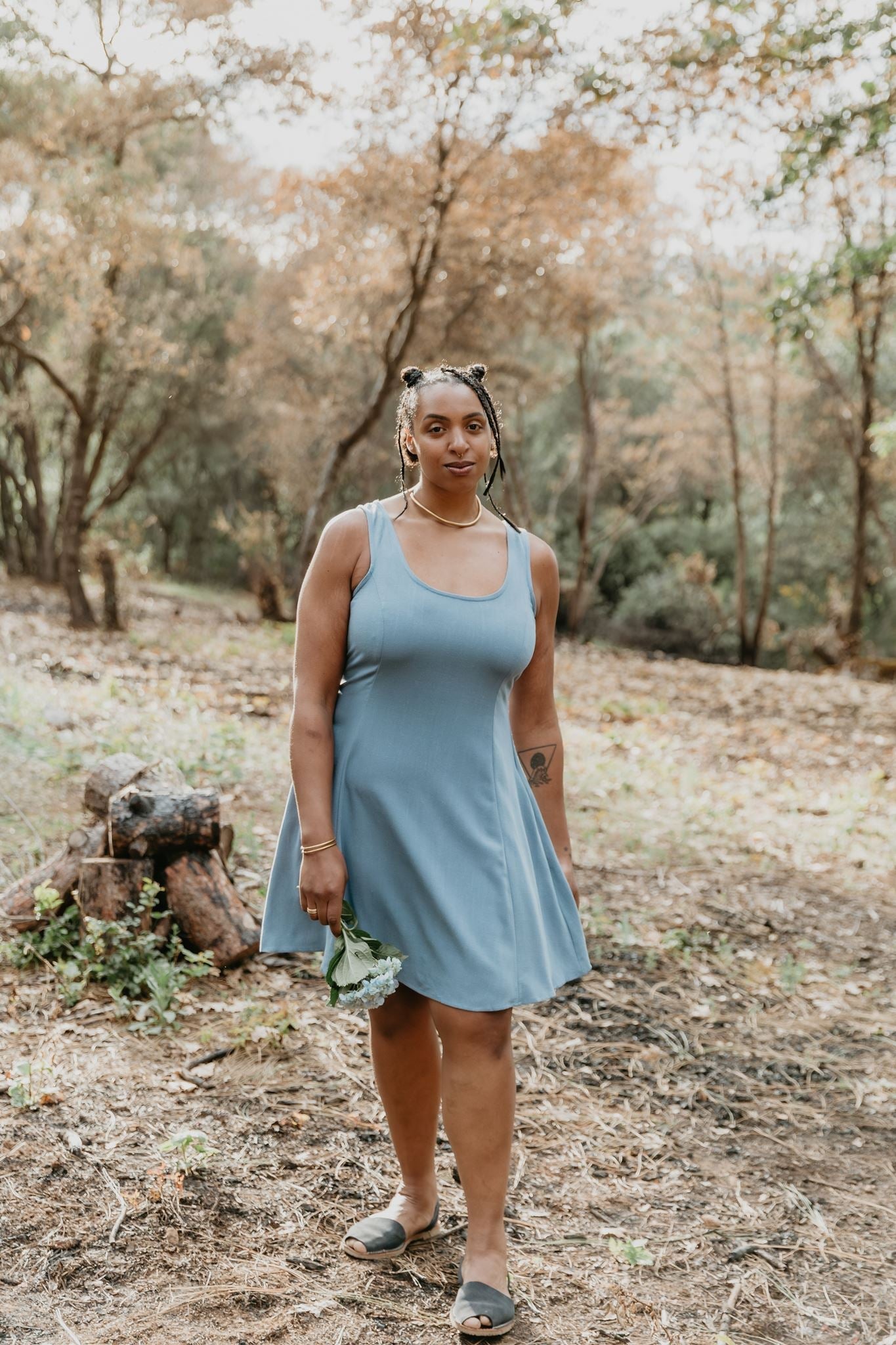 Delana Dress in BB Blue Irish Linen