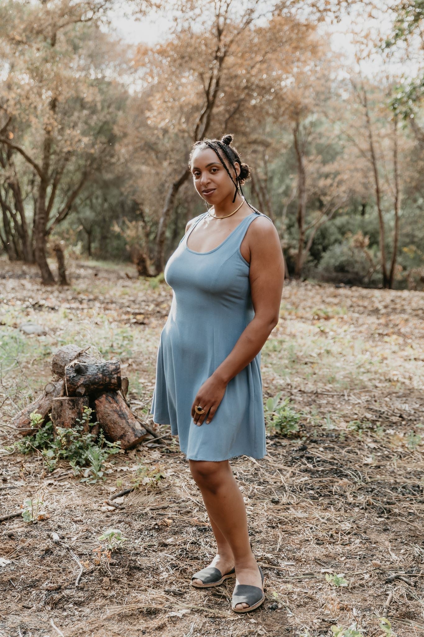 Delana Dress in BB Blue Irish Linen