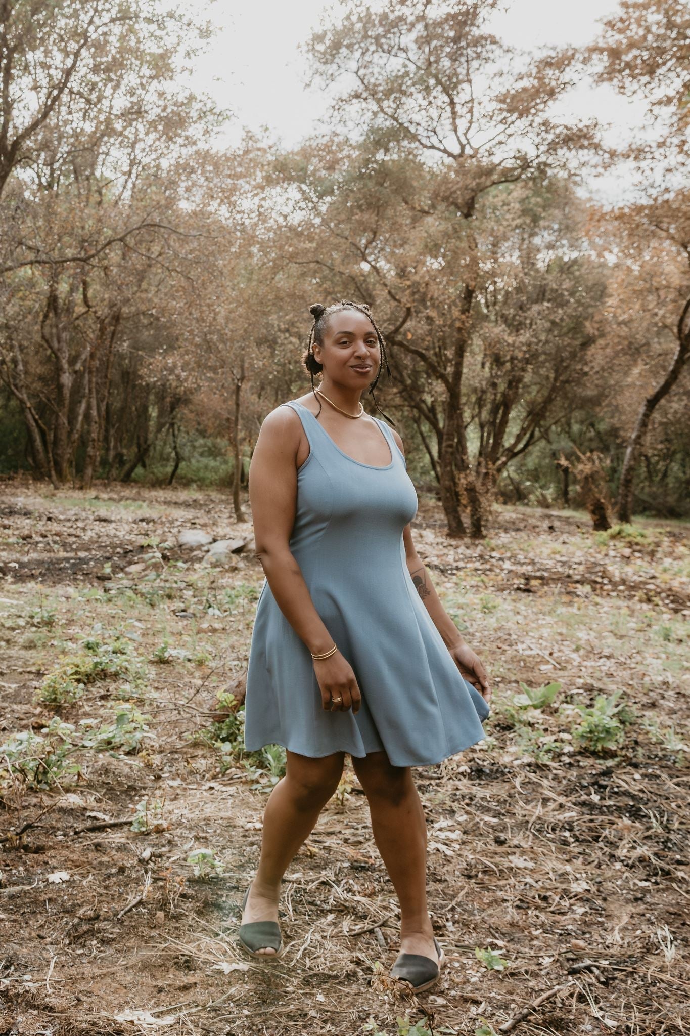 Delana Dress in BB Blue Irish Linen