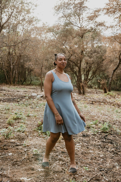 Delana Dress in BB Blue Irish Linen