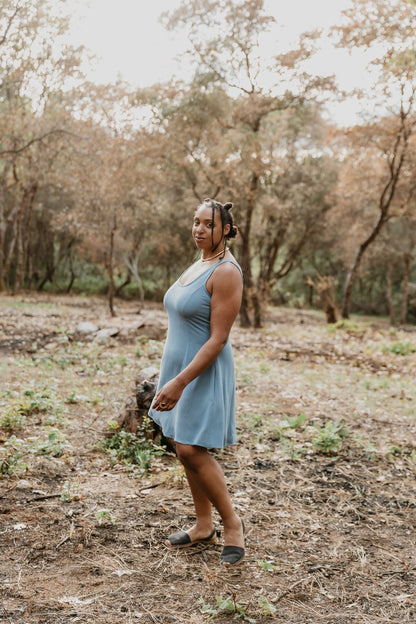Delana Dress in BB Blue Irish Linen