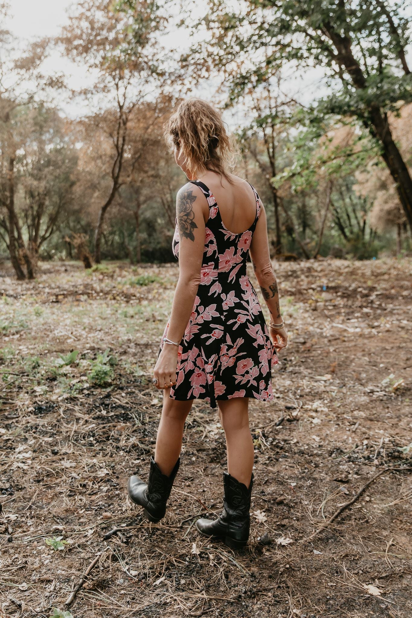 Delana Dress in Dark Floral Challis