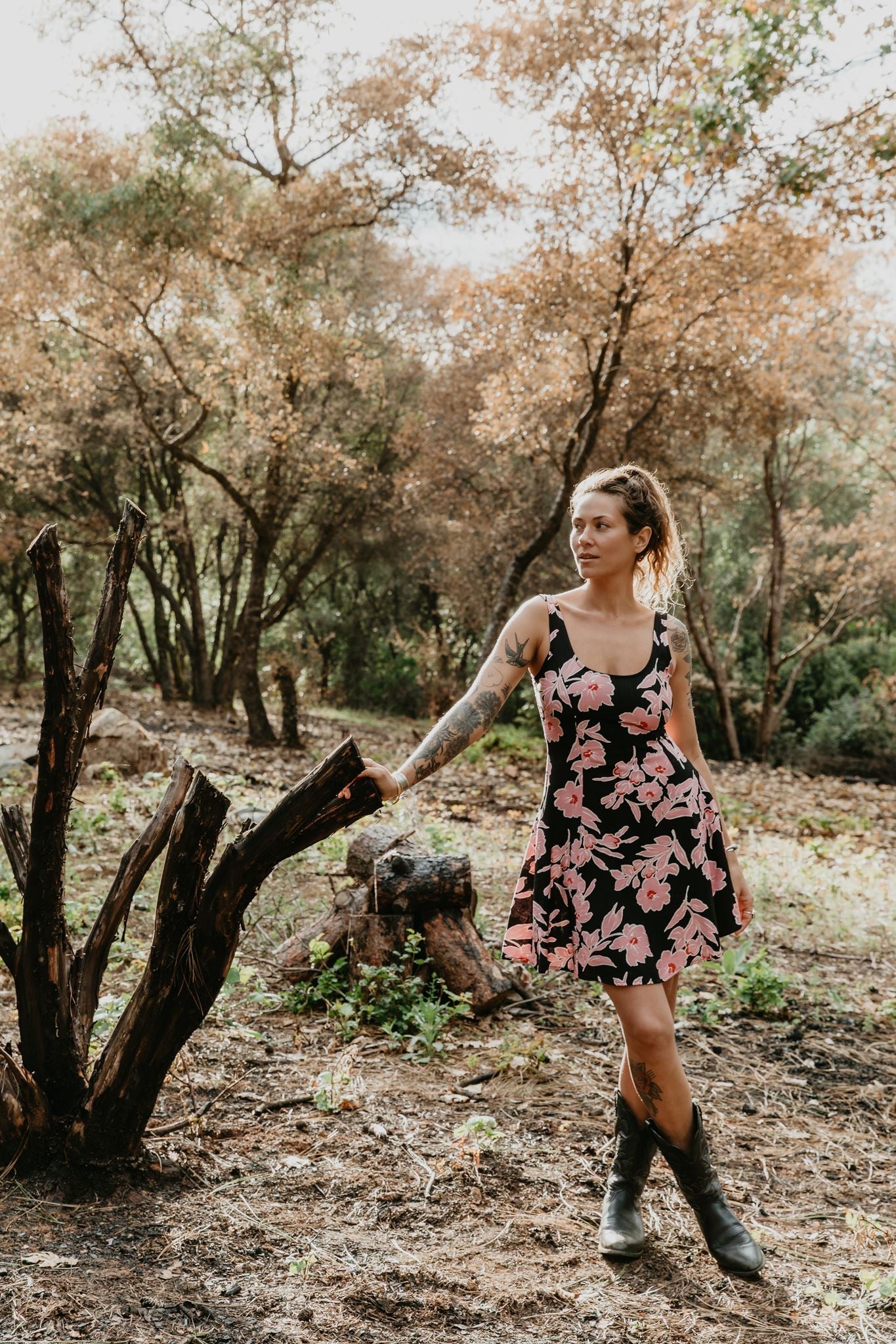 Delana Dress in Dark Floral Challis