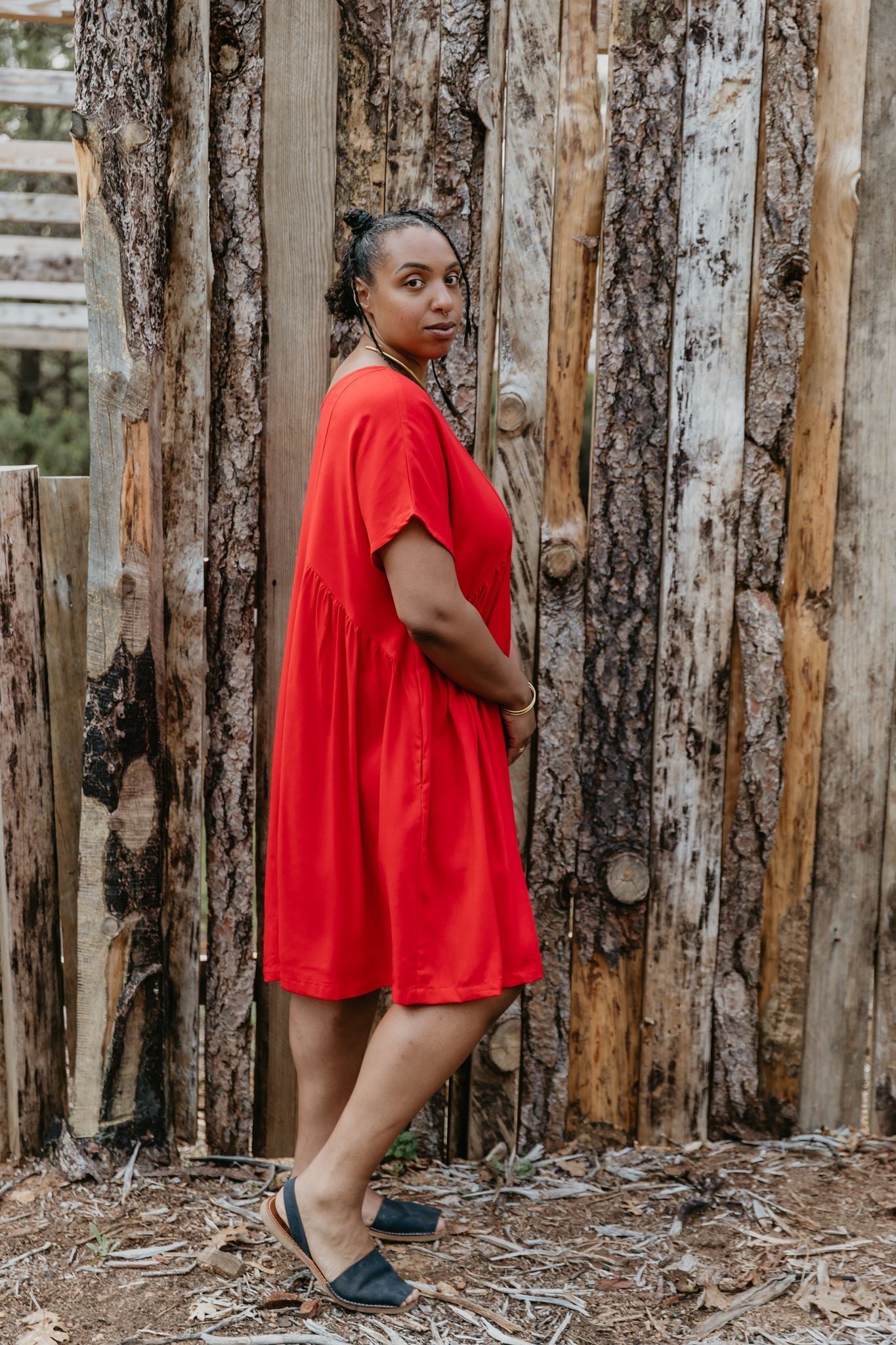 Nada Dress in Cherry Red Linen
