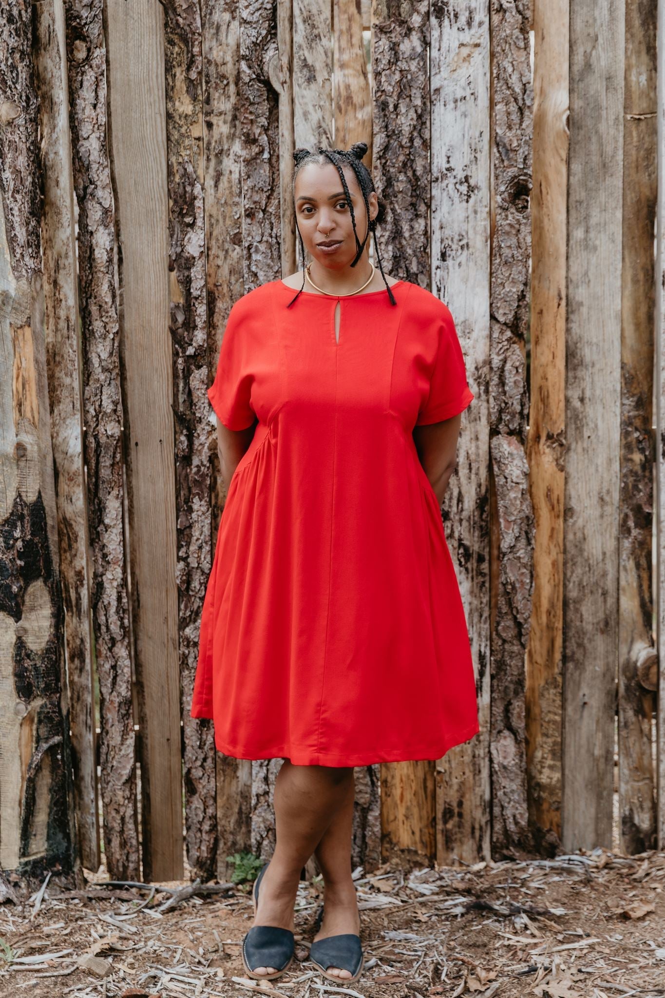Nada Dress in Cherry Red Linen