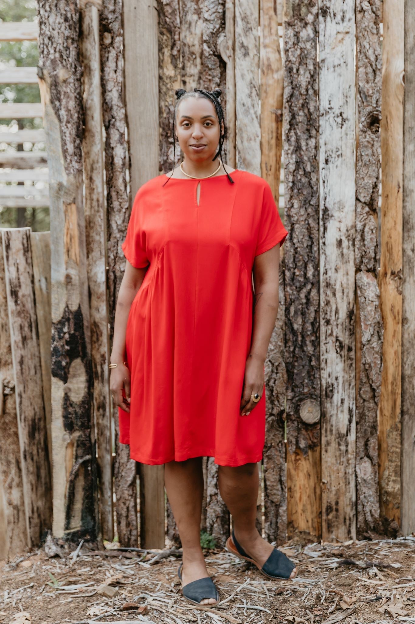 Nada Dress in Cherry Red Linen
