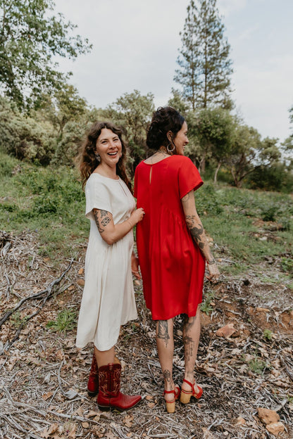 Nada Dress in Cherry Red Linen