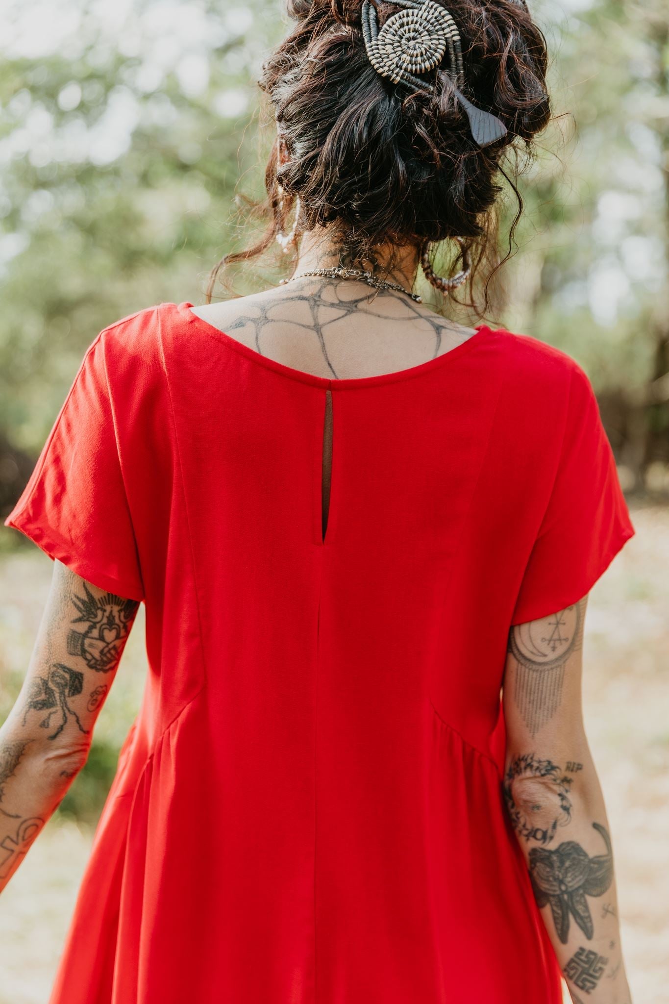 Nada Dress in Cherry Red Linen