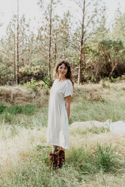 Nada Dress in Oat Irish Linen