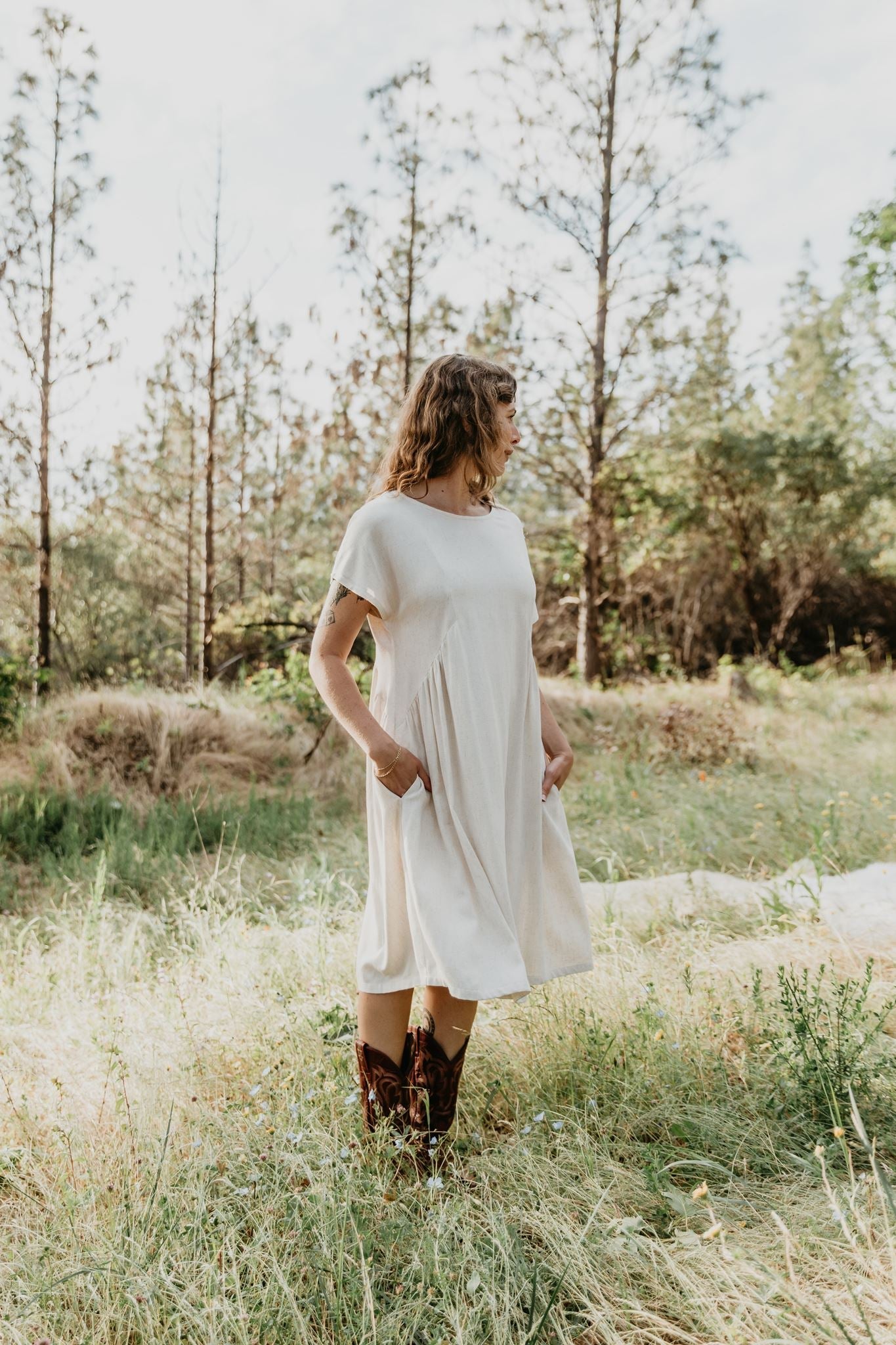 Nada Dress in Oat Irish Linen