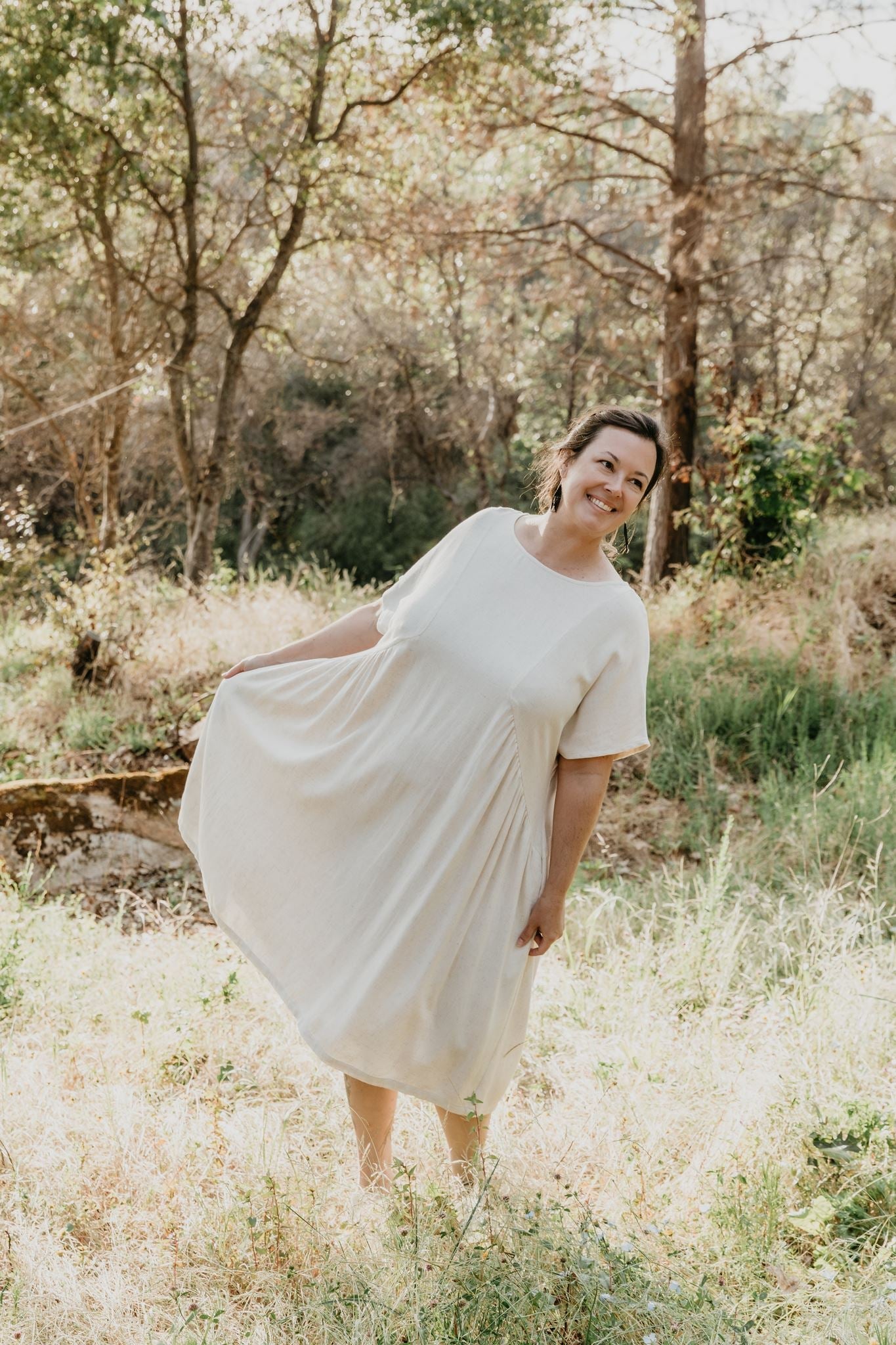 Nada Dress in Oat Irish Linen