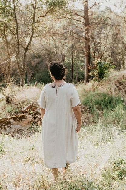 Nada Dress in Oat Irish Linen