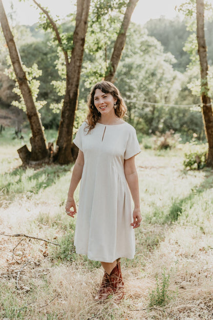 Nada Dress in Oat Irish Linen