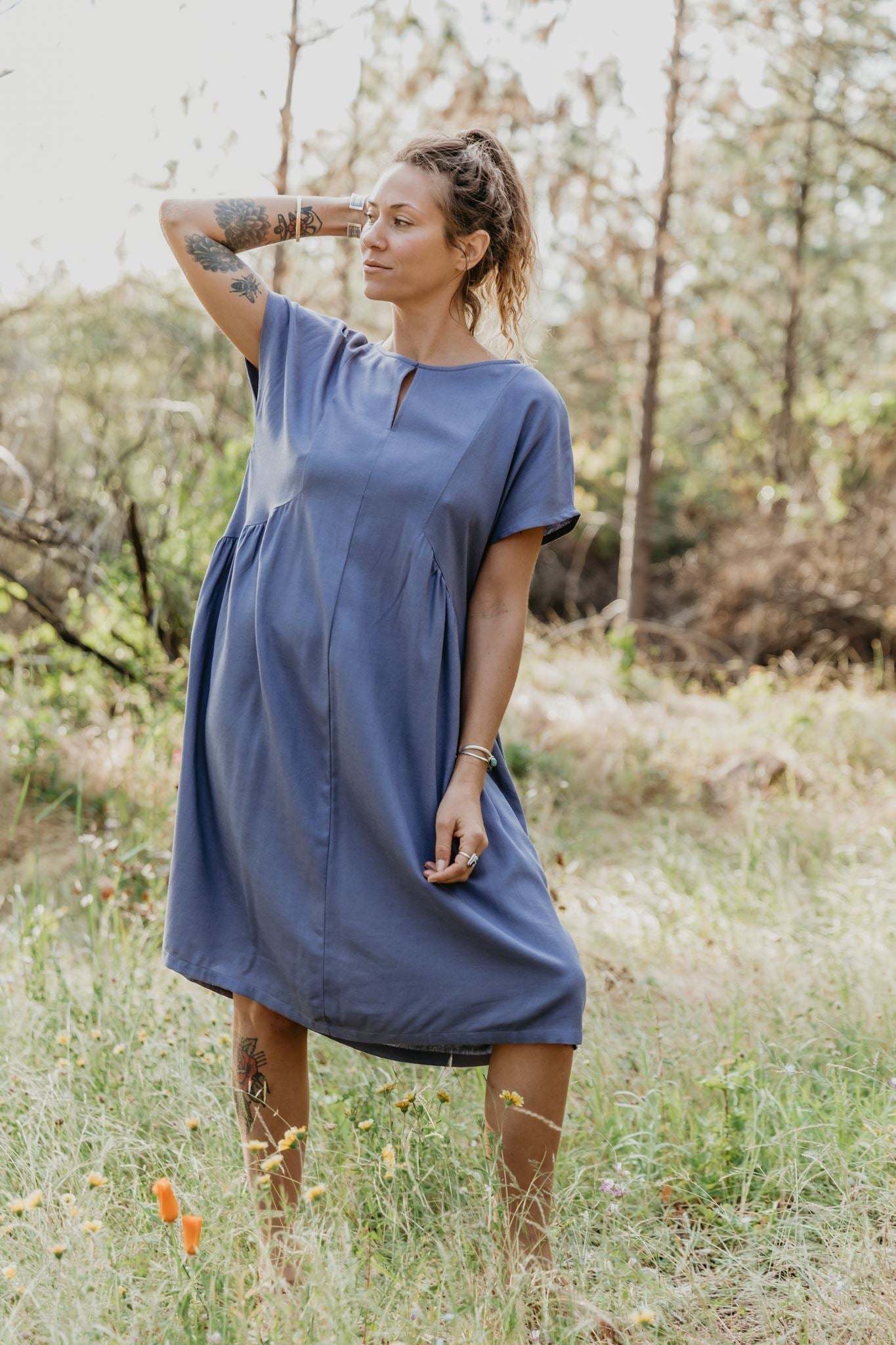 Nada Dress in Cornflower Blue Linen