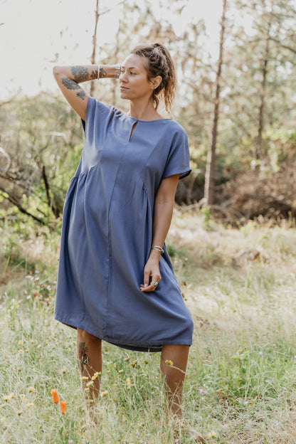 Nada Dress in Cornflower Blue Linen