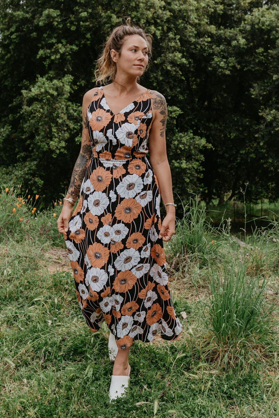 Meadow Dress in Poppy Challis