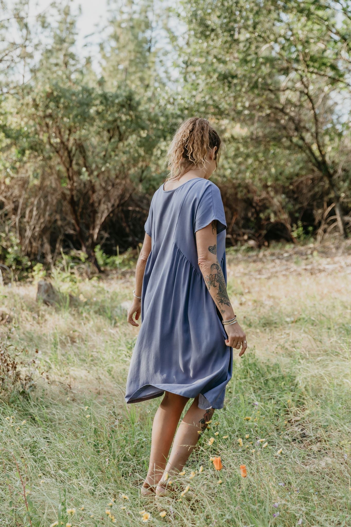 Nada Dress in Cornflower Blue Linen