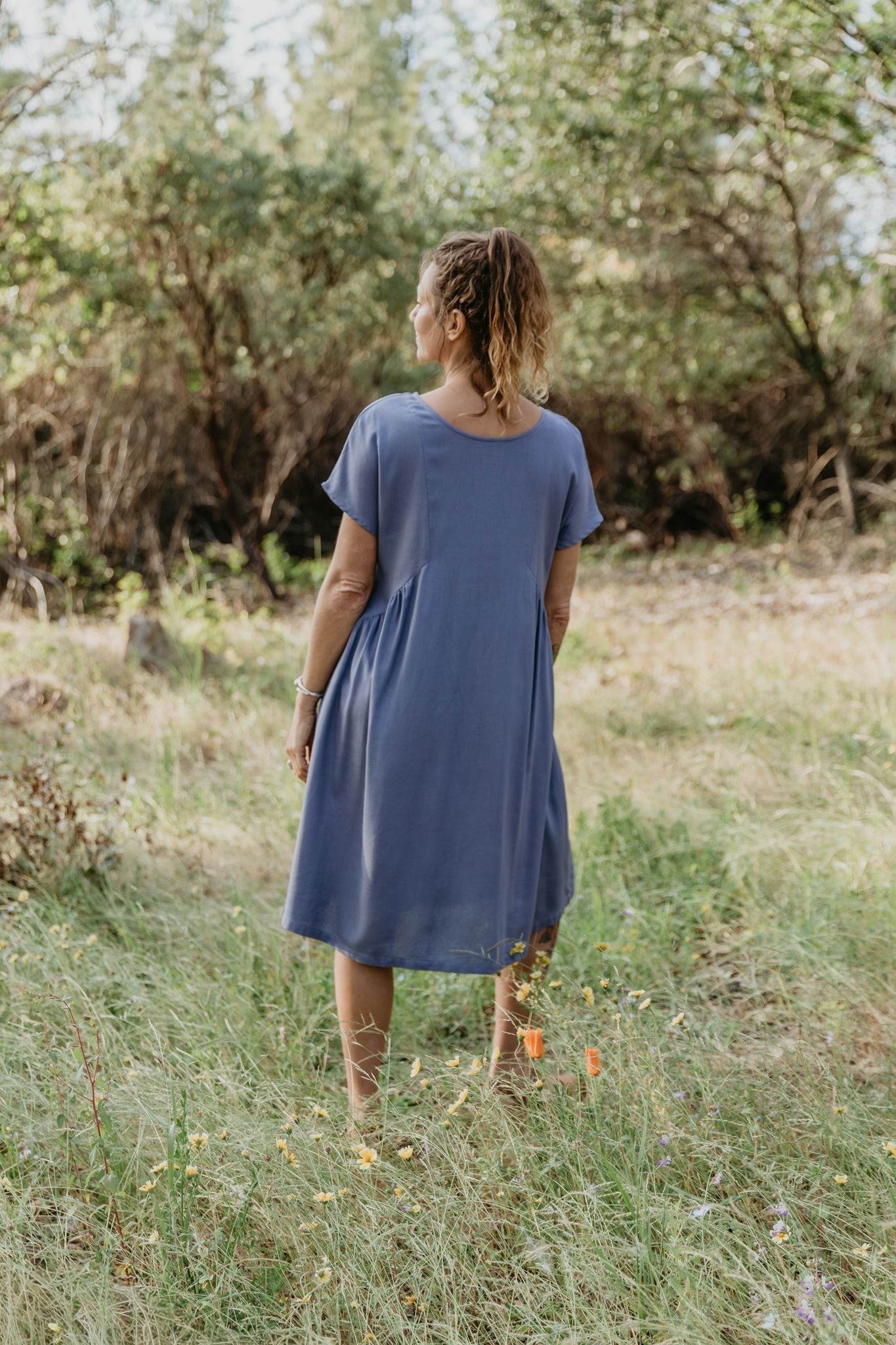 Nada Dress in Cornflower Blue Linen