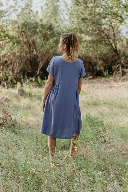 Nada Dress in Cornflower Blue Linen