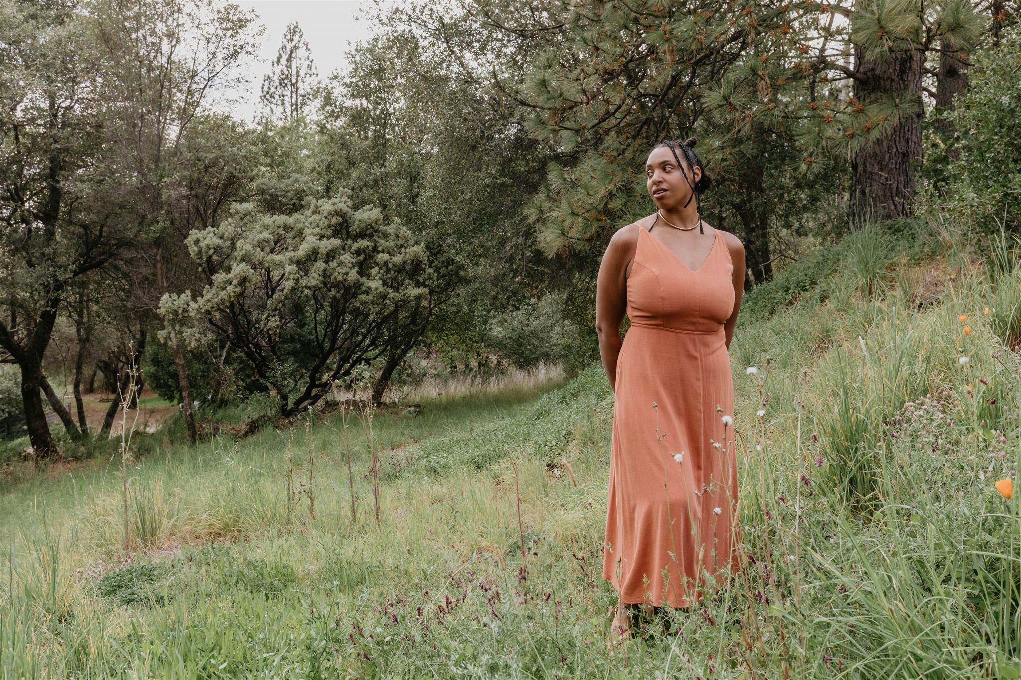 Meadow Dress in Ochre Irish Linen