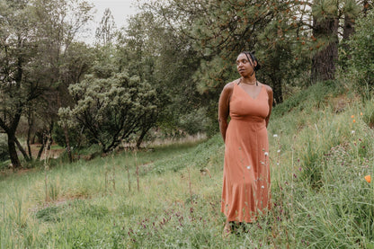Meadow Dress in Ochre Irish Linen