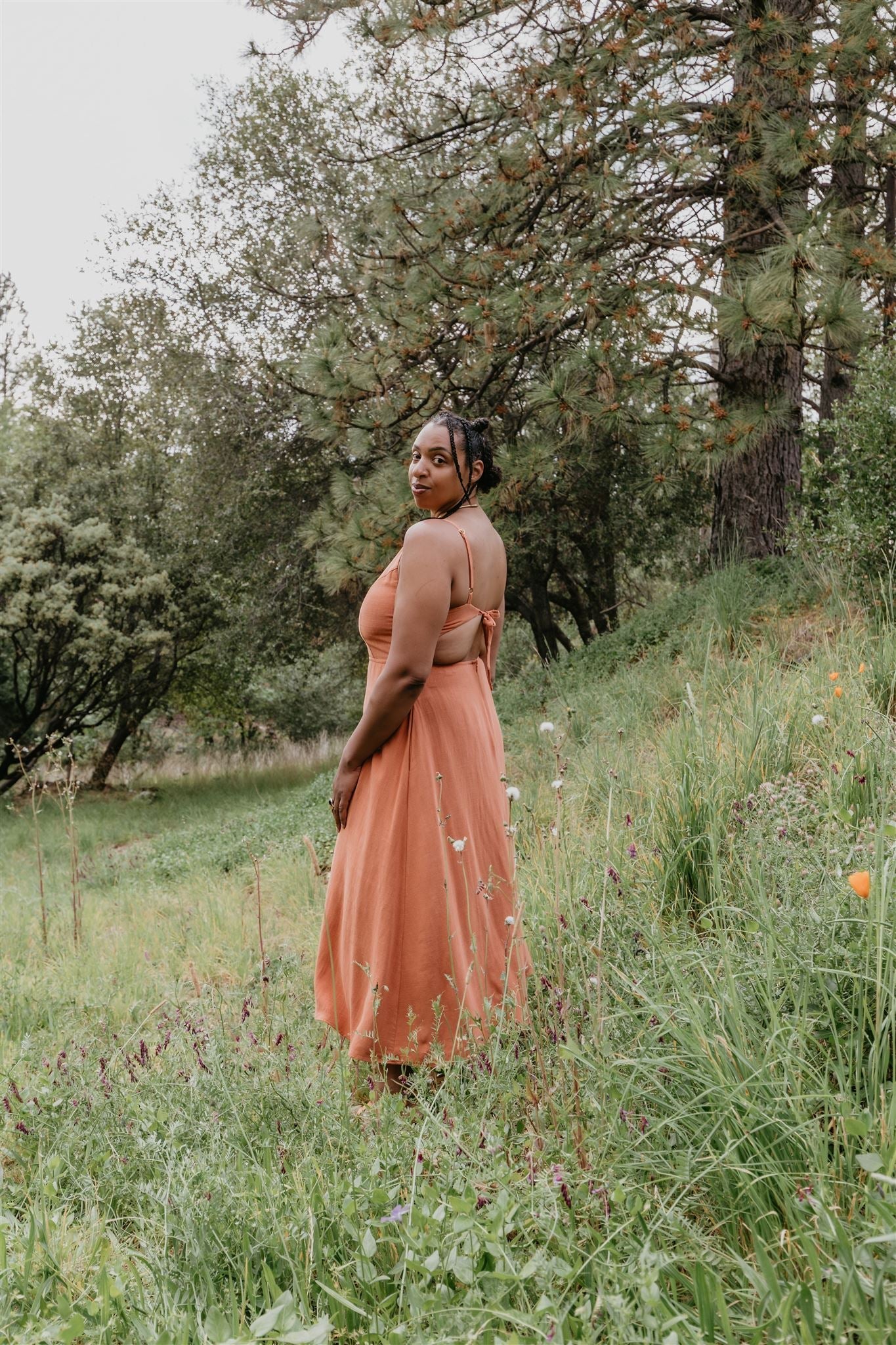 Meadow Dress in Ochre Irish Linen
