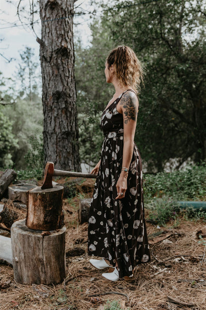 Long Agnes dress in Brown Poppy