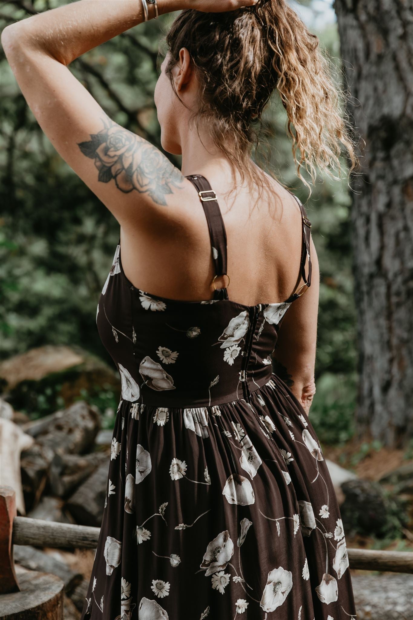 Long Agnes dress in Brown Poppy