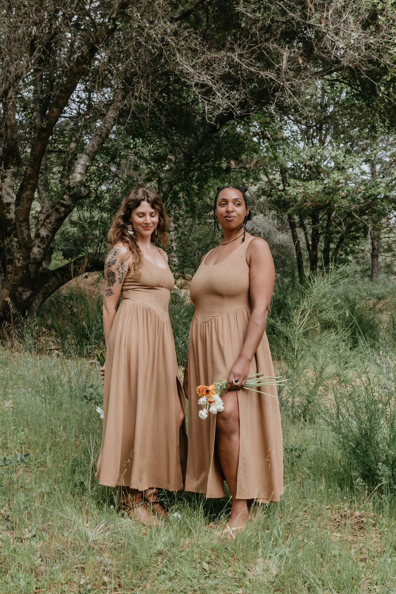 Long Agnes Dress in Camel Irish Linen