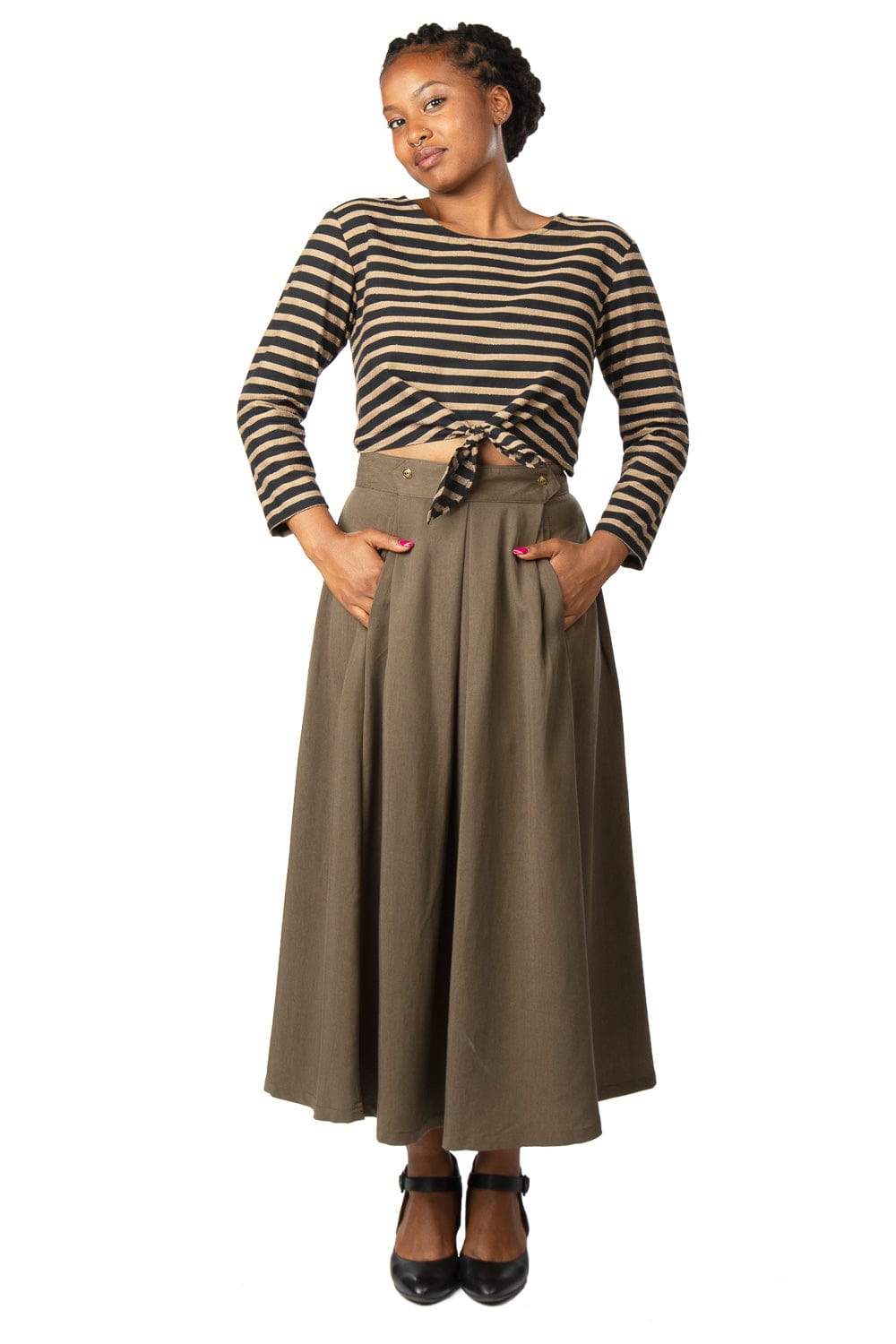 Field Day Skirt Rue Skirt in Olive Tencel