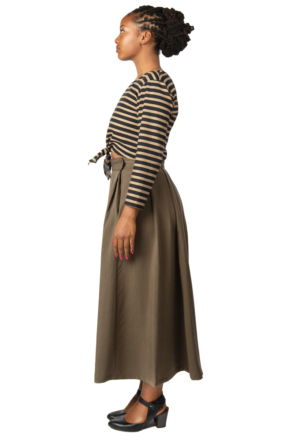 Rue Skirt in Olive Tencel