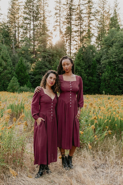 Prairie Dress in Merlot Challis
