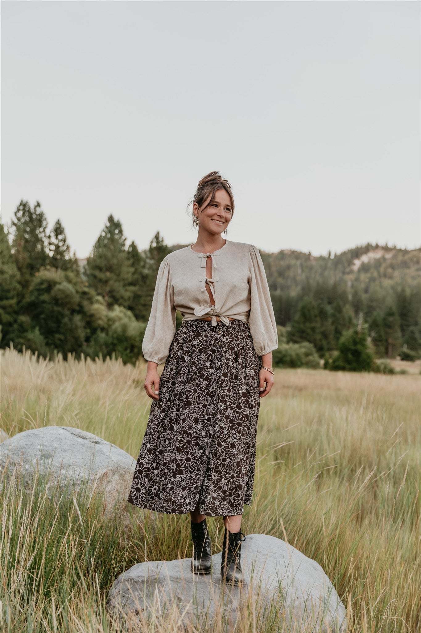 Trices Skirt in Brown Floral