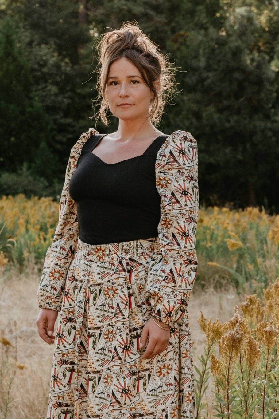 Elizabeth Top in Black on Tarot Cotton