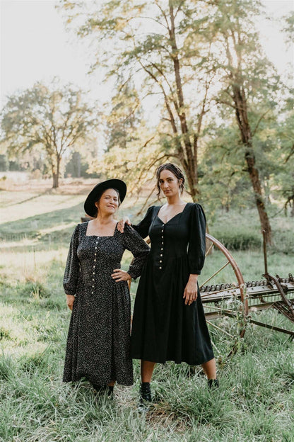 Field Day Dress Prairie Dress in Black Dot