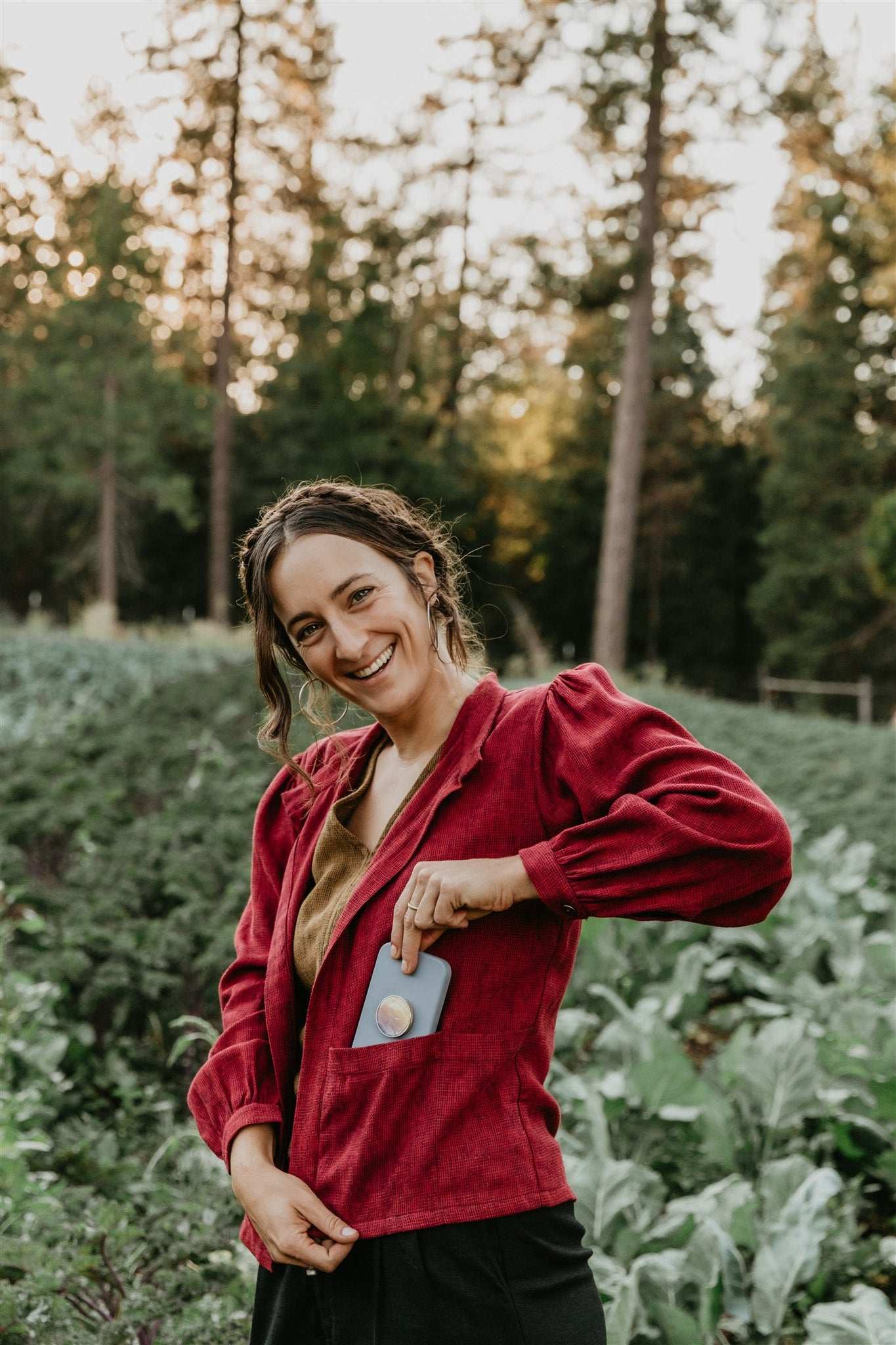 Field Day Jacket Jane Jacket in Ruby Checker