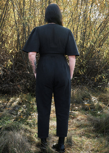 Artemis Fluttersuit in Black Linen