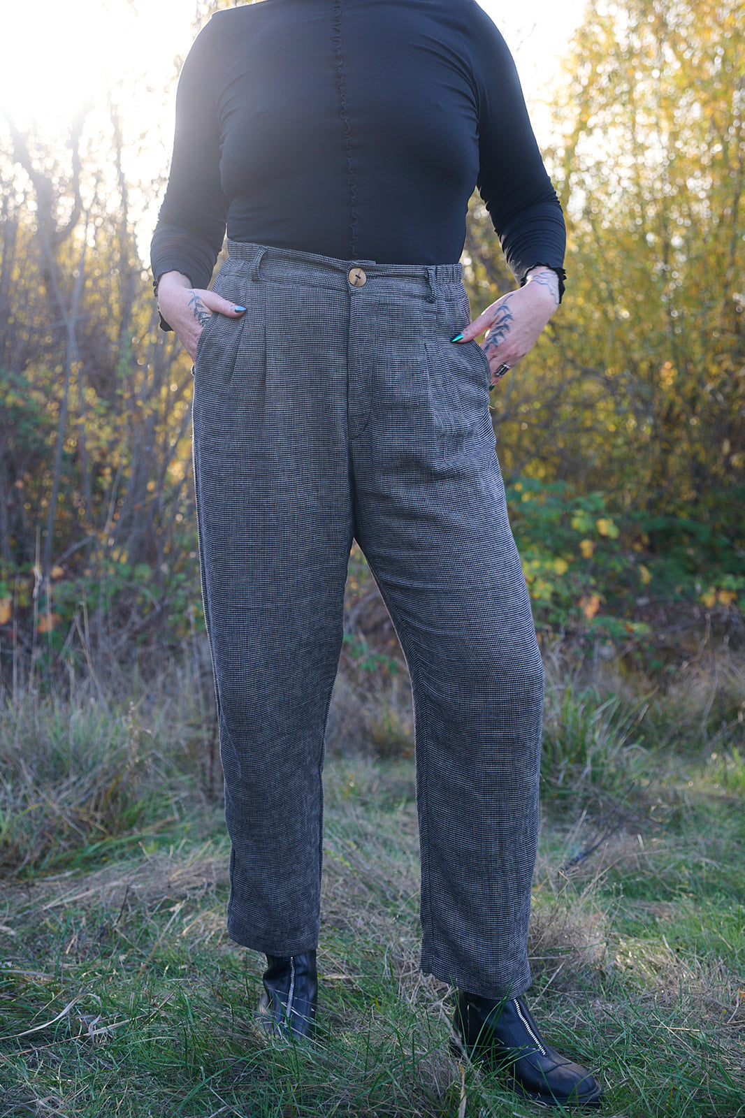 Perfect Pant in Black and Gray Checker