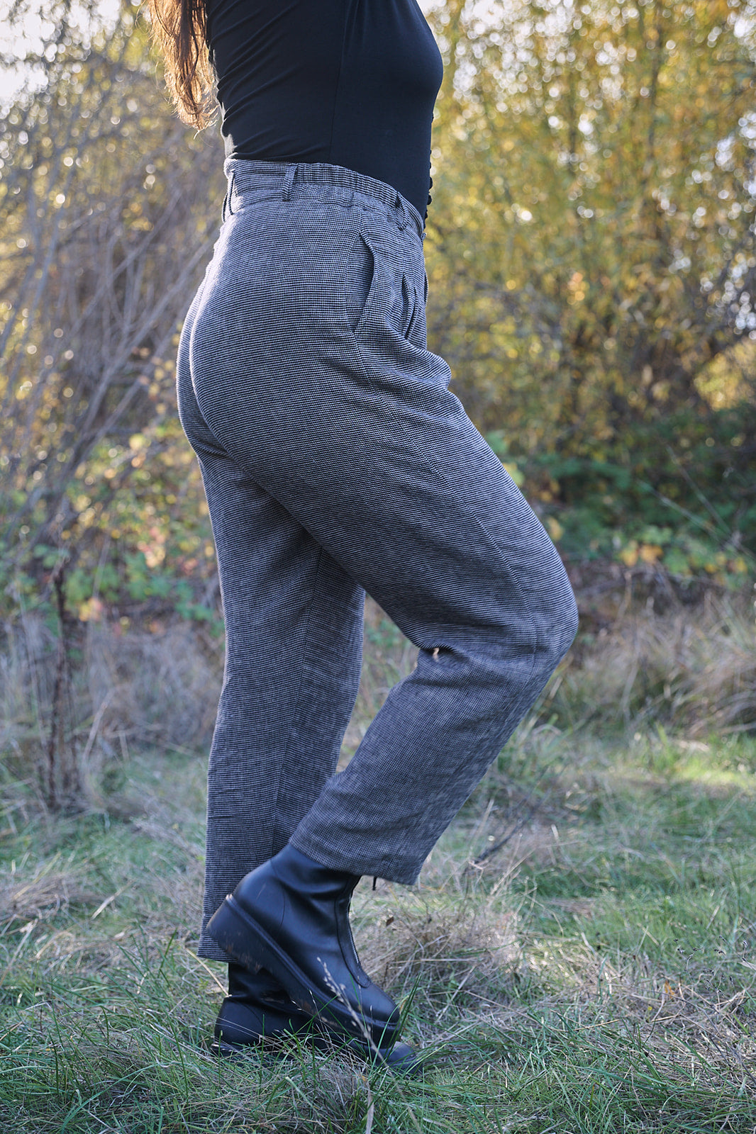 Perfect Pant in Black and Gray Checker