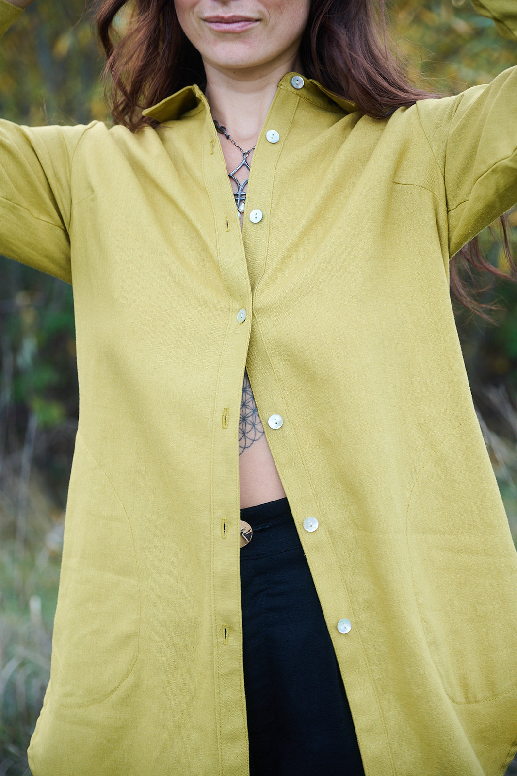 Cora Cover Up in Mustard Linen