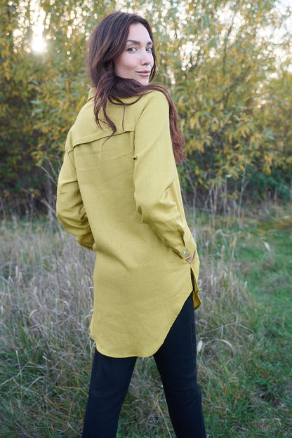Cora Cover Up in Mustard Linen